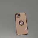 Hython for iPhone 13 Case with Ring Stand [360Rotatable Ring Holder Magnetic Kickstand] [Plated Rose Gold Edge] Slim Soft TPU Cover Luxury Protective Phone Case for Women Girls, Pink