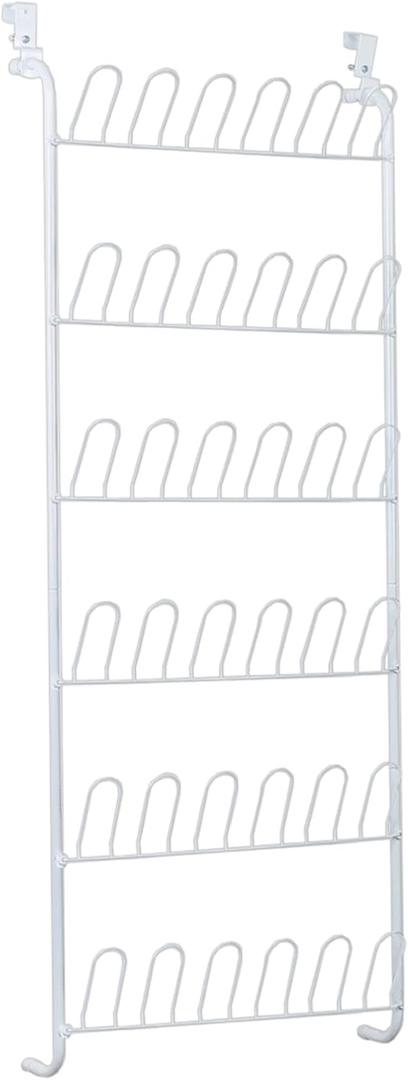 ClosetMaid 8040 18-Pair Over The Door Shoe Rack, 5-Inch D x 58-Inch H x 22.63-Inch W, White