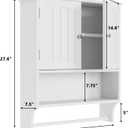 Bathroom Cabinet, White Bathroom Wall Cabinet with 2 Doors and Adjustable Shelf, Wall Mount, Towel Rack, Over The Toilet Storage Cabinet, Medicine Cabinet, 22.4"D x 7.5"W x 27.6"H