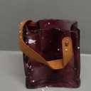 Glass Purse Vase for Flowers Brownish Purple Vases for Centerpieces Glass Bag Vase with Leather Handle Small Bag Vases for Decor Decorative Fish Bowl for Home Wedding Decor (Dark Red)