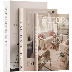 Set of 3 Decorative Books for Home Decor, Elegant Faux Books for Decoration, Aesthetic Decorative Book Set for Table