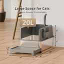 Booche High-Sided Stainless Steel Cat Litter Box,Stainless Steel Litter Box with Lid,Extra Large Cat Toilet,Easy-to-Clean Metal Litter Pan for Cats (20''L X 14''W X 12''H with Scoop&mat)
