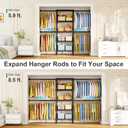 Ulif M2 Wall Mounted Closet System, Clothes Rack Mounted onto the Wall with 4 Expandable Hanger Rods and 5 Metal Shelves, Clothing Organizer Storage in (70.8-102.3)" L x 14.5" D x 71.2" H, Black