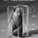 Miracase for iPhone 15 Pro Case, Full-Body Clear Bumper Phone case with Built-in Glass Screen Protector& Camera Protector, Military Drop Proof 15 Pro Case Cover 6.1 inch,Clear