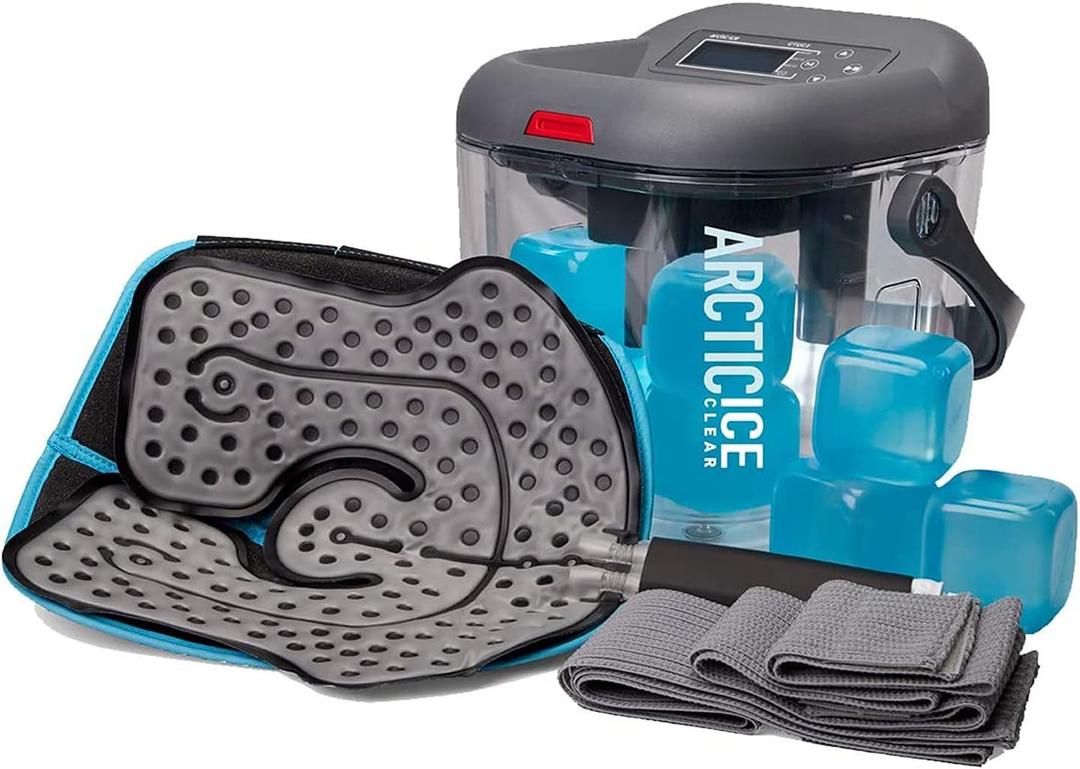Circulating Cold Water Therapy Kit Gen 2  Ice Machine with Universal Pad 3-Strap Wrap and 4 Cold Cubes (Arctic Ice Clear Kit)