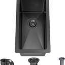 10 x 18 Inch Black Drop In Bar Sink Single Bowl Topmount Bar Prep 18 Gauge Stainless Steel Bar Sink with Basket Strainer, Small
