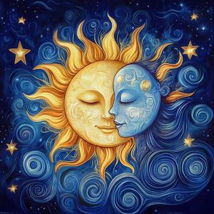 2 x VividMeng Moon Diamond Art Kits for Adults,Sun Diamond Painting Kit for Adults,DIY Full Drill Diamond Painting Moon Gem Art and Crafts 13.78x13.78inch (HDP0029-35x35)