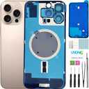 16 Pro Max Back Glass Replacement for iPhone 16 Pro Max Rear Back Cover Glass Waterproof and Camera Lens+Professional Repair Tool Kit (Desert Titanium)