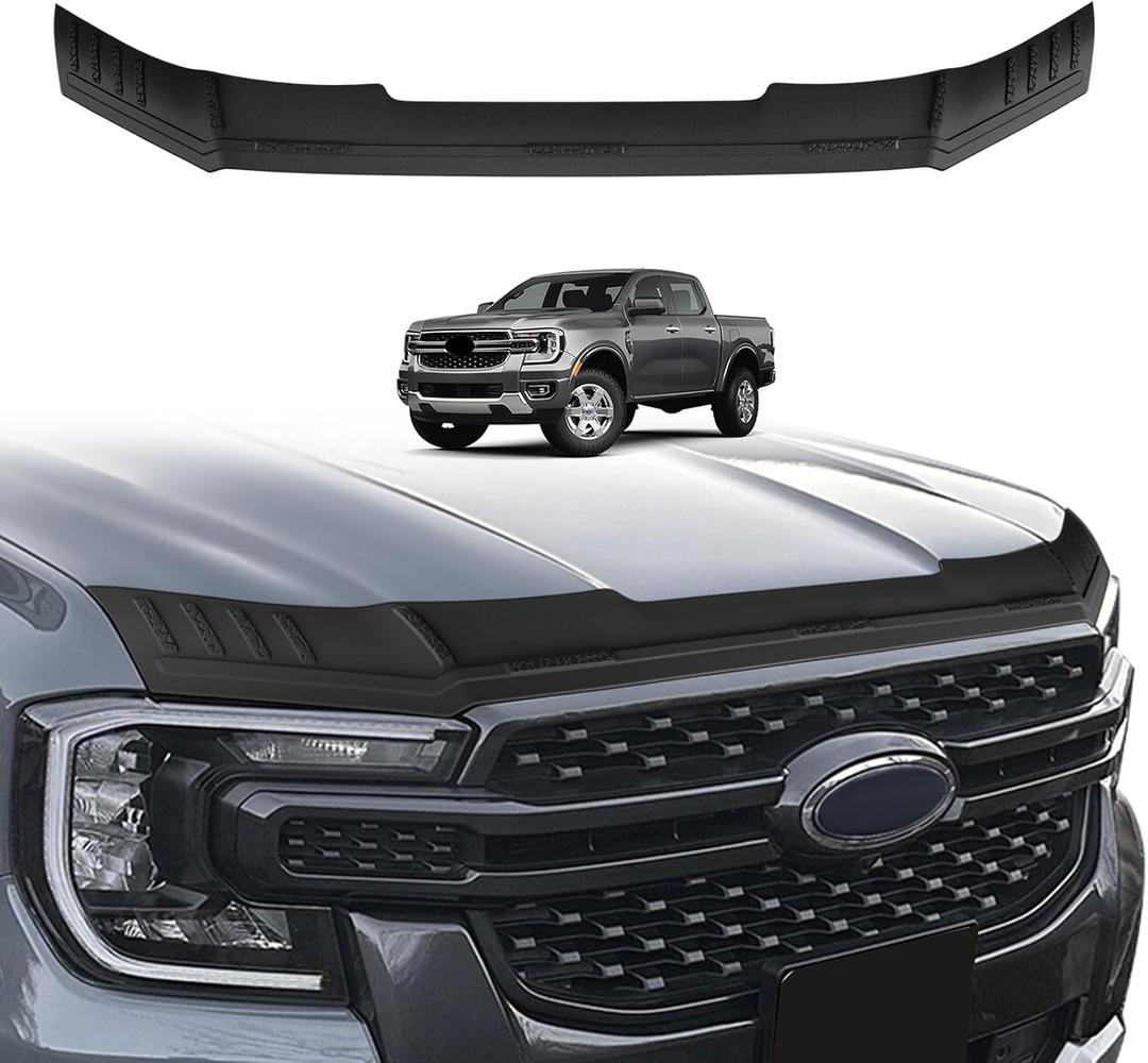 TripleAliners Hood Deflector Protector Compatible with 2024 2025 2026 Ford Ranger Accessories Hood Protector TPE Bug Deflector Shield Replacement