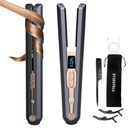 2-in-1 Cordless Hair Straightener and Curler, Adjustable 350°F-420°F, 20s Heat-Up/LED Display/10000mAh Battery,Cordless Flat Iron Travel Safe Ceramic Plates for Fine to Thick Hair