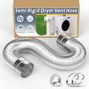 Flamorrow 4-inch Semi Rigid Dryer Vent Hose, Flexible Aluminum Dryer Vent Duct with 2 Clamps & Aluminum Foil Tape, 3 Feet Length Semi-Rigid Dryer Vent Hose for Tight Space, Efficient Airflow