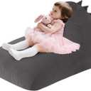 COMAX Bean Bag Chairs for Kids, Dinosaur Kid Beanbag Chair with Filler, Toddler Lounge Bean Chair Corduroy, Lazy Floor Lounger for Girls and Boys Stuffed, Grey (39.4"D x 23.6"W x 23.2"H, Dark Gray Unicorn)