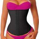 YIANNA Latex Long Torso Waist Trainer for Women Tummy Control Underbust Waist Cincher Corset Sport Girdle Body Shaper (1-black)