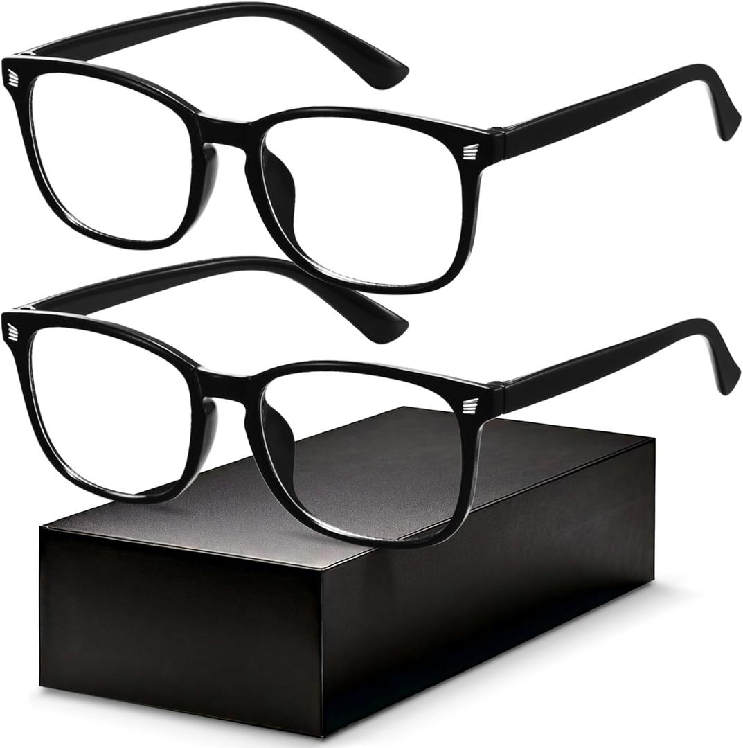 Gaoye Eyewear Frames for Men - Blue Light Blocking Square Glasses, Anti UV Ray Computer Gaming, Blue Blockers for Women (Black & Black)