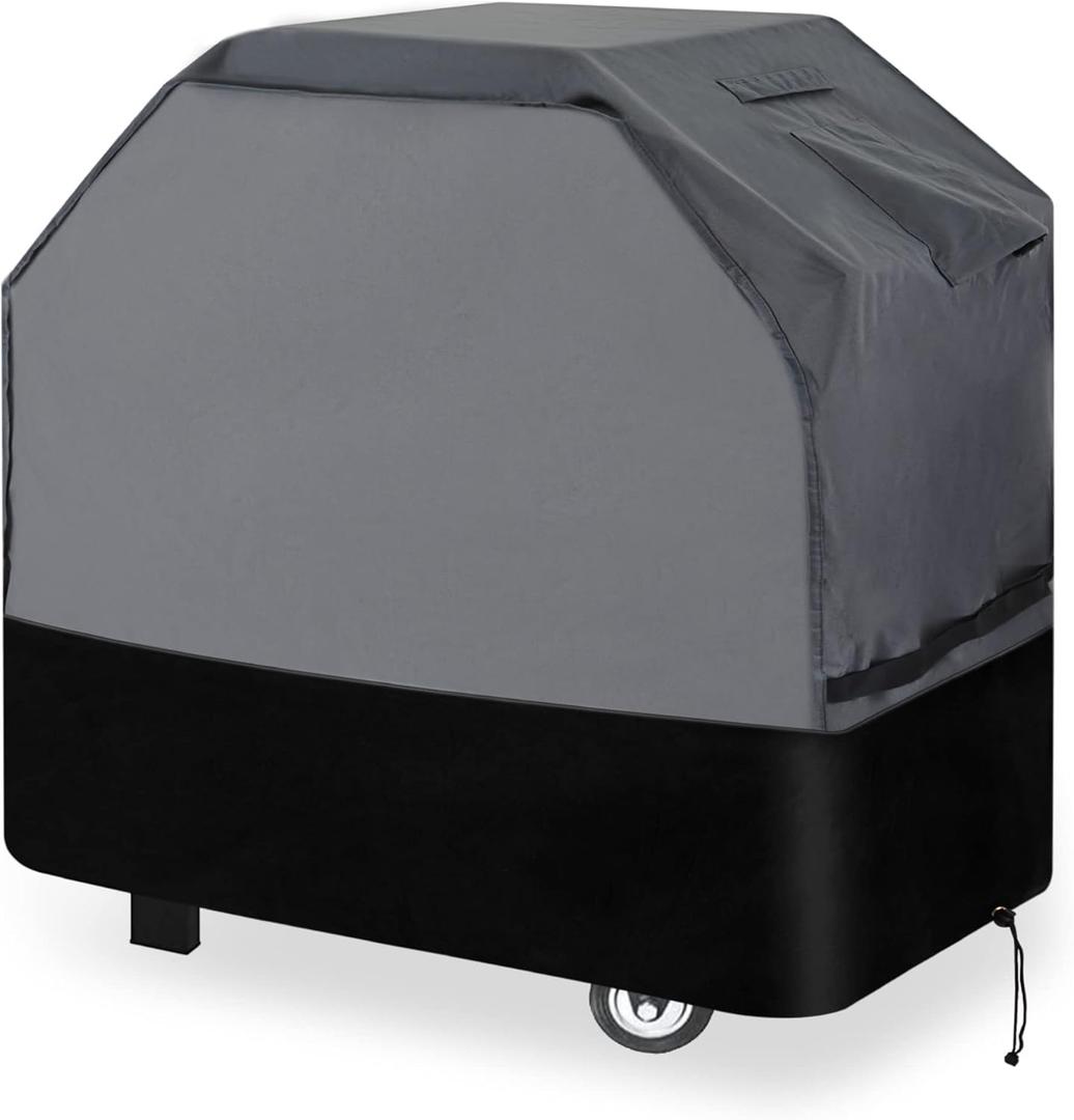 Heavy Duty Grill Cover 56 Inch, 600D Oxford Water Resistant UV & Fade Resistant BBQ Cover for Weber Char-Broil Dyna Glo Nexgrill Charcoal Gas Grill (56W x 25D x 45H, Gray/Black)