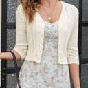 JOKELAMB Women's Bolero Shrug Cropped Cardigan Knit Sweaters Open Front Casual Elegant Jacket for Dresses (Beige) XL