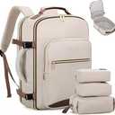 LOVEVOOK Carry On Travel Backpack for Women, Airline Approved Personal Item Bag with 17" Laptop Compartment, 40L Water-Resistant Weekender Backpack for Travel, Commuting, Business Trips (Khaki)