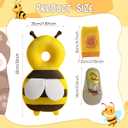 Baby Head Protector,Infant Fall Protection, Baby Head Protector Cushion Backpack with Baby Knee Pads Anti Slip Socks for Walking & Crawling (Yellow Bees)