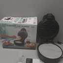 Chefman Anti-Overflow Belgian Waffle Maker w/Shade Selector, Temperature Control, Mess Free Moat, Round Iron w/Nonstick Plates & Cool Touch Handle, Measuring Cup Included, Black