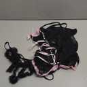 Lingerie Sets for Women Sexy Rave Outfits Lace Up Corset Bodysuit with Garter Thong 3 Piece (Large, Black Pink)