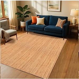 Hausattire Hand Woven Jute Braided Rug, 6'x9' – Natural, Reversible Boho Entry Area Rugs for Kitchen, Living Room I Farmhouse Indoor Outdoor Decorative Floor Rug, 72x108 Inches