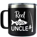 Reel Cool Uncle Tumbler - Funny Fishing Insulated Tumbler With Handle - Fishing Travel Coffee Mug 14Oz - Mug Gift For Uncle On Birthday - Christmas - Fathers Day
