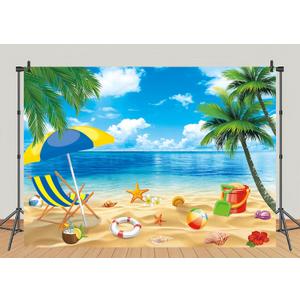Tropical Beach Backdrop Hawaiian Beach Theme Party Photography Summer Vacation Indoor Outdoor Party Supplies(86FT)