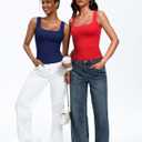 Avidlove Womens Built in Bra Tank Tops Double Lined U Neck Strechy Basic Summer Trendy Going Out Top