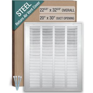 20 x 30 Inch (Duct Opening) Return Air Filter Grille for 1 Inch Filters, HVAC Vent Cover for Wall & Ceiling, Powder-Coated Steel with Removable Door