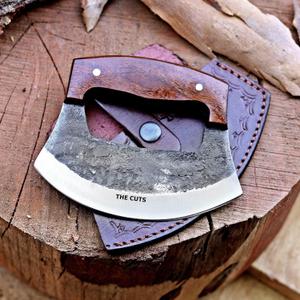 THE CUTS Ulu Knife Alaska Pizza Cutter Rocker Knife Mezzaluna Knife with Base, Classic Walnutwood and Sharp Stainless Steel Blades, Ideal for Chopping Herbs or Salads- Essential Kitchen Knives, Large THE CUTS Ulu Knife Alaska Pizza Cutter Rocker Knife Mezzaluna Knife with Base, Classic Walnutwood and Sharp Stainless Steel Blades, Ideal for Chopping Herbs or Salads- Essential Kitchen Knives, Large