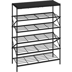 IBUYKE 6 Tier Shoe Rack, Large Capacity Shoe Storage Organizer for 24 Pairs of Shoes, Metal Shoe Storage Rack with Shelf for Entryway Hallway Closet Garage, Black TXJ016B