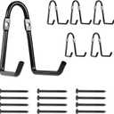 Set of 6 Garage Wall Hooks, Wall Metal Hooks, Double Hooks, Black, Double Garage Hooks for Organizing Ropes, Chairs, Hoses (Model 1)
