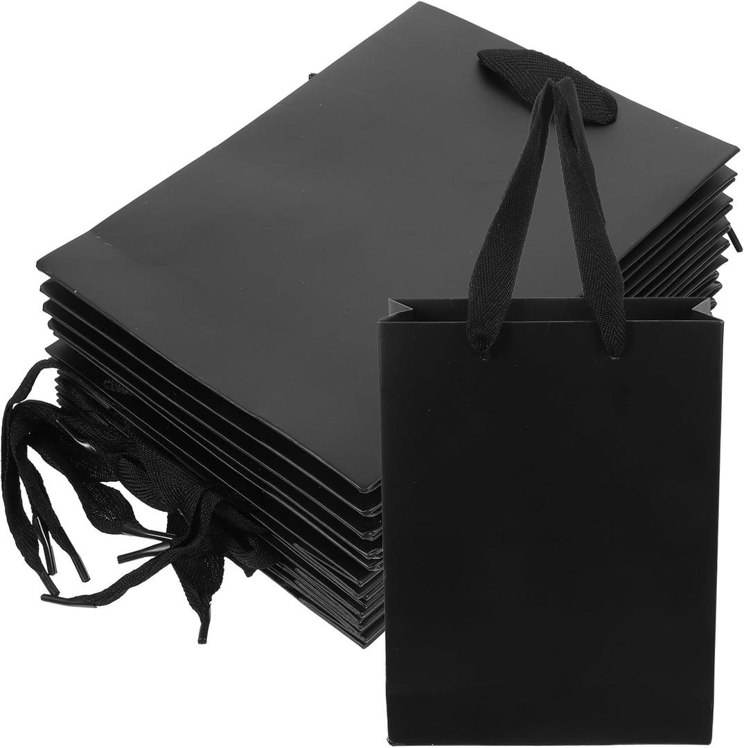 FAVOMOTO 10pcs Flower Bouquet Packing Bags Set 15x6x20cm Black Decorative Wrapping Bags for Florist Shop Food Packaging