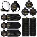 Wenqik 64 Pcs Black Inspirational Mini Compact Mirrors for Purse Women Small Gifts Bulk, Round Makeup Folding Hand Mirrors, Client Guest Gift, Women History Month Party Favor for Bridal Wedding