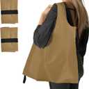 Washable Reusable Grocery Bags, Foldable Reusable Shopping Bags, Polyester Tote, Pocket Size Carrier (C6-khaki 2)