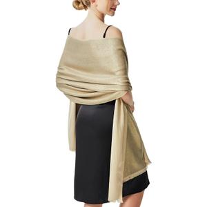Sparkling Metallic Pashmina Shawl Wraps Scarf for Evening Party Bridal Wedding Formal Dresses