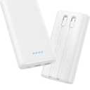 Portable Charger 40,800mAh Power Bank 25W Portable Battery Pack with 2 Built in Cables [2024 Upgraded], PD QC4.0 Fast Charging Portable Phone Charger Compatible with iPhone 16/15,Android Samsung-White
