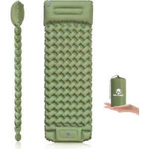 Sleeping Pad for Camping - 4 Thick Inflatable Camping Mat with Built-in Pump & Pillow, Ultralight Self Inflating Camping pad, Backpacking Sleeping Mat for Hiking, Tent, Traveling (Olive Green)
