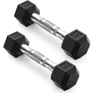 PAPABABE HEX Dumbbell Set 2.5-125lb, Rubber Encased Home Gym Dumbbells, Exercise & Fitness Weights Dumbbells for Women & Men, Hand Weight for Strength Training