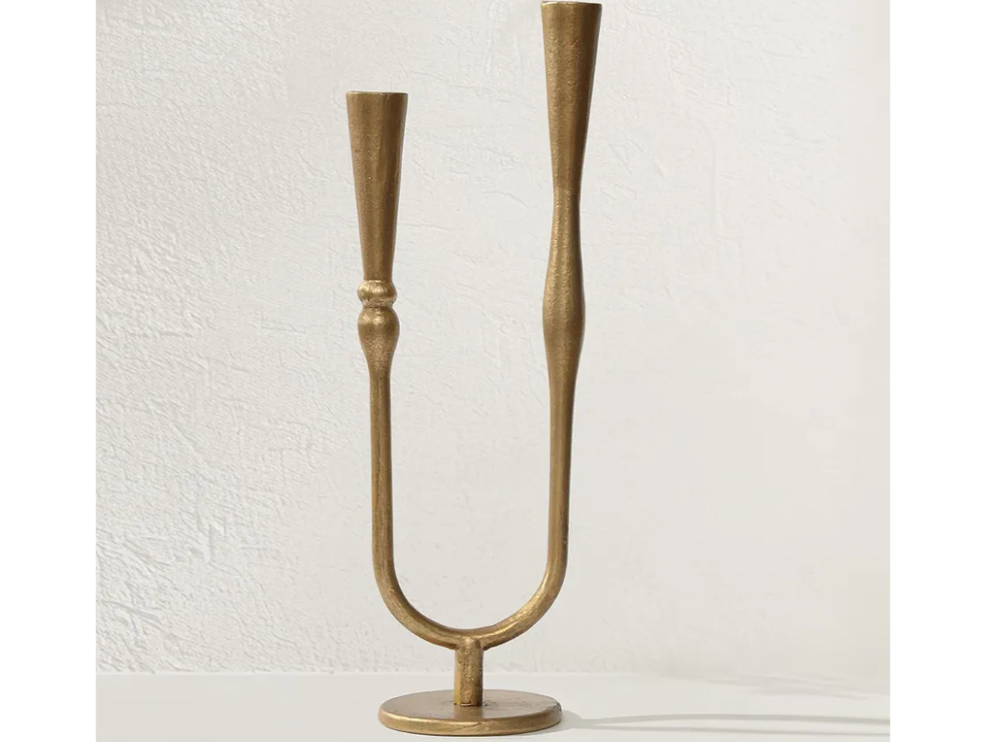 Cast Iron Candelabra, Antique Brass Metal Candlestick Holder, Elegant Wedding & Event Candle Stand, Vintage Decorative Candelabra for Home & Dining Room