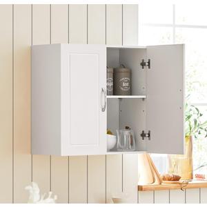 Haotian Wall Cabinet Laundry Room, Medicine Cabinet for Bathroom Kitchen Garage, Wall Storage Cabinet with Adjustable Shelf, White FRG231-W