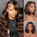 Ombre P1B/30 Highlight Bundles Human Hair Unprocessed Brazilian Virgin Human Hair Single Bundle Black Mixed With Brown 30 Inch Body Wave Bundle Double Weft Hair Extension for Women 100g Total