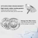 2pcs Kitchen Sink Drain Basket, 3 1/4 '' 304 Stainless Steel Drainage Filtration Basket with Handle for Kitchen Sink Strainer Replacement