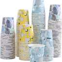 Lamosi 5 oz Paper Cups 300 Pack, Small Paper Cups, 5 oz Disposable Bathroom Cup for Mouthwash, Parties, Picnics and Barbecues (Geometry)
