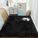Ophanie Black Area Rugs for Bedroom Living Room, 4x6 Fluffy Fuzzy Shag Shaggy Carpet Soft Plush Furry Bedside Rug, Indoor Floor Rug for Kids Girls Boys Home Decor Aesthetic, Dorm Nursery
