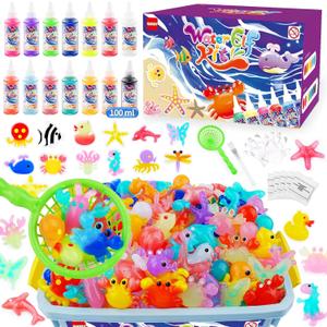 Magic Water Elf Toy Kit, Crafts for Kids Ages 4-8, Squishy Maker Set with 14 Magic Gels, 12 Shape Molds, Aqua Fairy, Magic Water Elf, Children's DIY Magic Water Gel Kit, Magic Elf Water Toy for Kids
