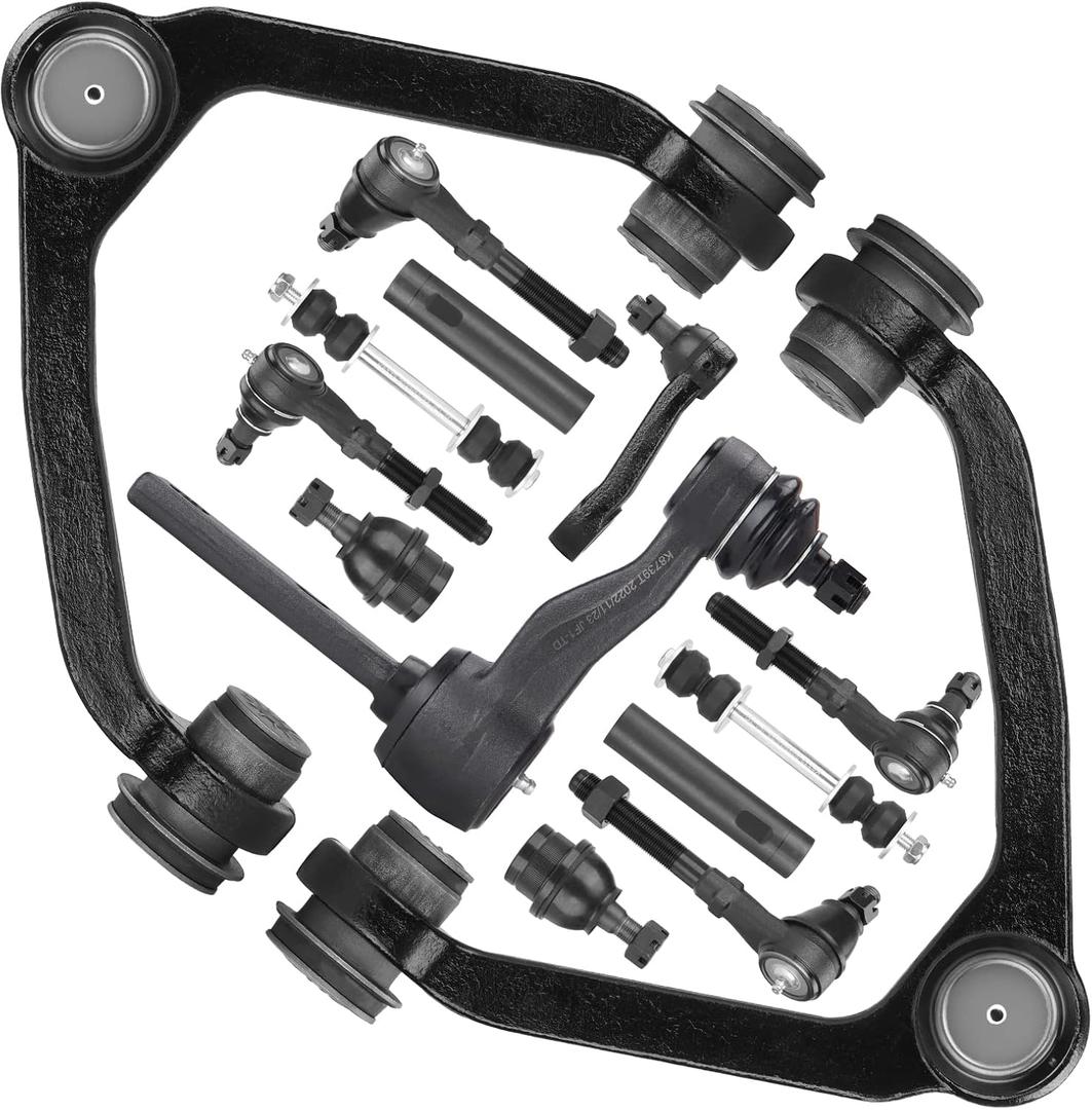 4WD Front Upper Control Arms Tie Rods Suspension Kit Compatible with 1997-2002 Ford Expedition/F150, 1997-1999 Ford F250, 1998-2002 Lincoln Navigator (14pc)