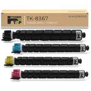 TonerTap TK-8367 Toner Cartridge 4-Pack with Chip for Kyocera TASKalfa 2554ci Copystar CS2554ci, Compatible TK8367K TK8367C TK8367M TK8367Y Replacement, High Yield Black 25000 Pages Color 15000 Pages