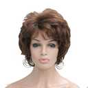 Lydell Women's Short Curly Wavy Wig Synthetic Hair Full Wig 6 inches (30 Medium Auburn)