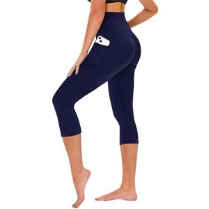 TNNZEET Capri Leggings for Women - Yoga Pants Tummy Control Black Leggings with Pockets High Waisted Workout Cycling Leggings